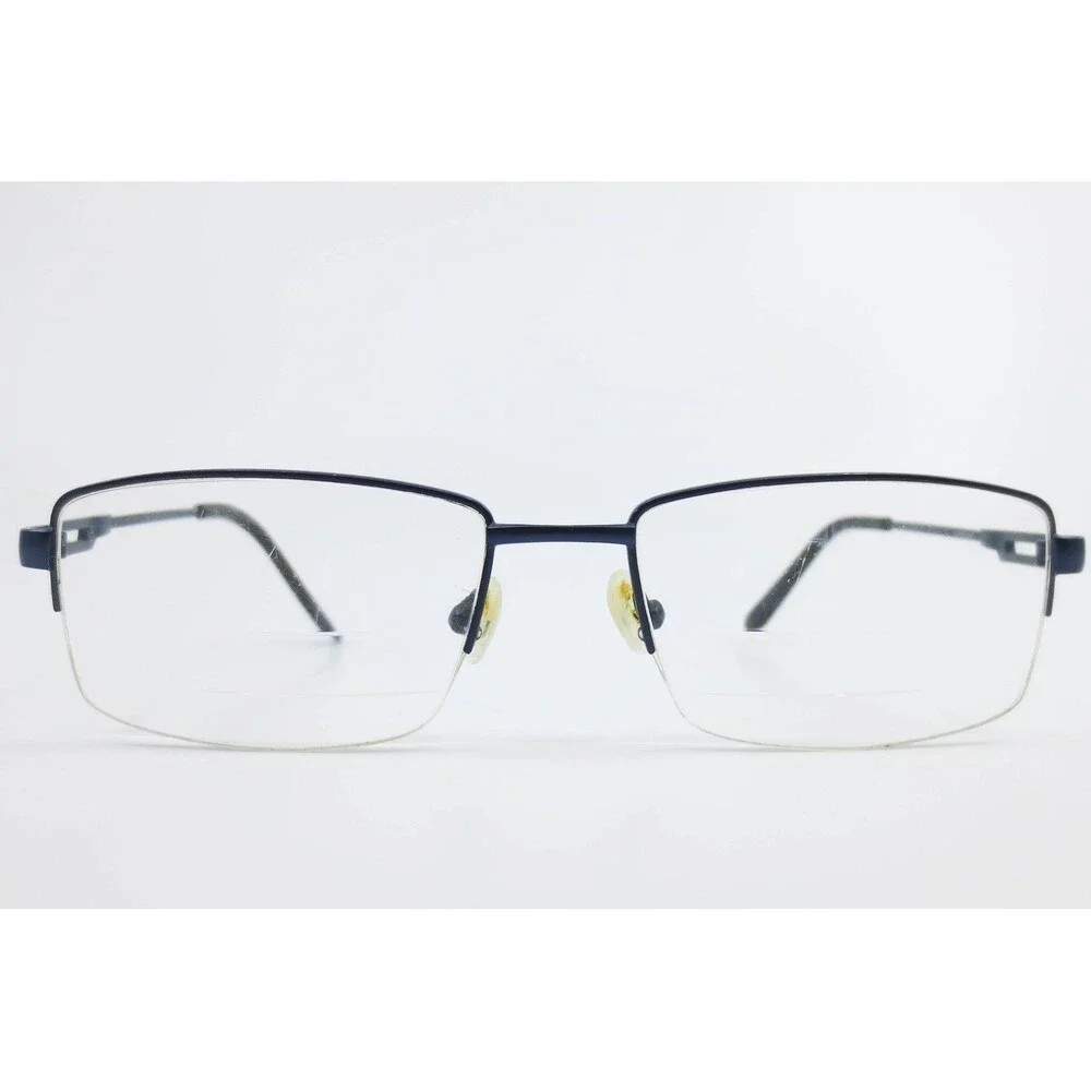 Bulova Twist Titanium Lakewood Navy Blue Rectangular Semi-Rimless Eyeglasses